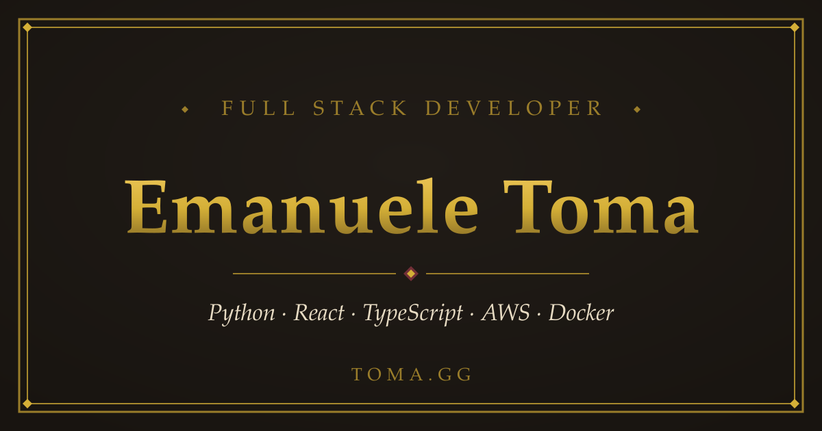 Emanuele Toma - Full Stack Developer